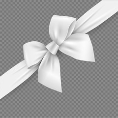White realistic 3d bow and ribbon with clipping mask