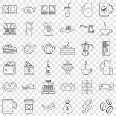Cezve icons set. Outline style of 36 cezve vector icons for web for any design