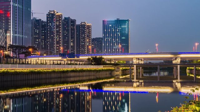 Shenzhen Dasha River Ecological Corridor at dusk