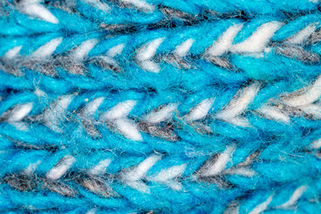 Blue knitted fabric as abstract background