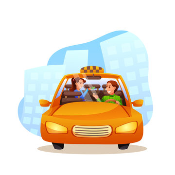 recommend clip art: Taxi service flat vector illustration