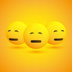 Neutral Face from Different Angles- Emoticons in Front of a Yellow Background, Vector Design, Concept Illustration 