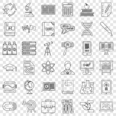 Teacher icons set. Outline style of 36 teacher vector icons for web for any design