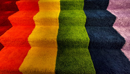 Rainbow flag peace colors fitted carpet stairway