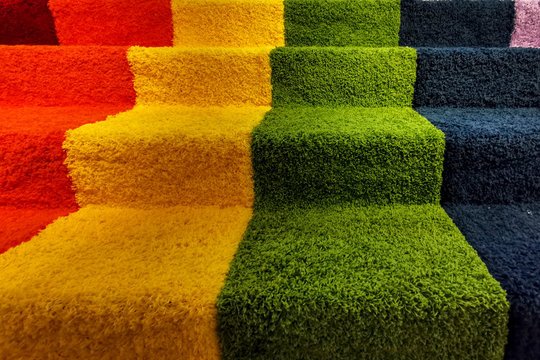 Rainbow flag peace colors fitted carpet stairway