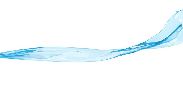 3D animation of a blue water flow with alpha layer