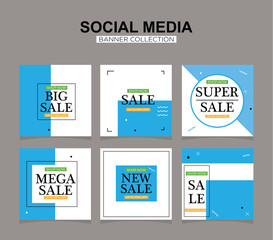 Fototapeta premium Six Slides modern Social Media banner Template. Promotional square web banner for social media. Banner template designs.