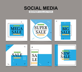 Six Slides modern Social Media banner Template. Promotional square web banner for social media. Banner template designs.