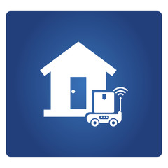 auto delivery robot stopping in front of a house