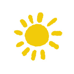 Hand drawn vector sun icon isolated on white.