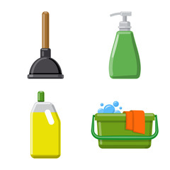 Vector design of cleaning and service icon. Collection of cleaning and household vector icon for stock.