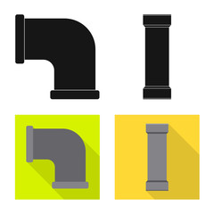 Isolated object of pipe and tube logo. Collection of pipe and pipeline vector icon for stock.