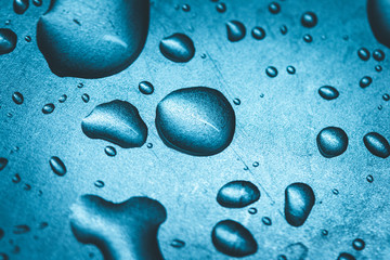 Drops on a metal surface: Close up picture