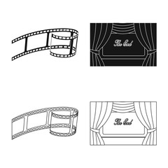 Vector design of television and filming icon. Set of television and viewing stock symbol for web.