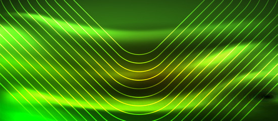 Neon square shapes lines on glowing light background