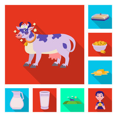 Isolated object of creamy and product logo. Set of creamy and farm stock symbol for web.