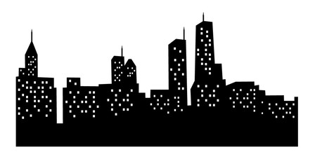 Fototapeta premium City silhouette with black and white background