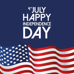 4th July american independence day with america flag with white background square poster flyer banner