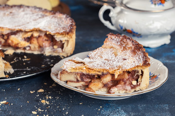 Homemade apple pie tart with cinnamon and sugar