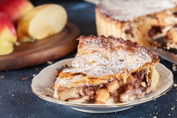 Homemade apple pie tart with cinnamon and sugar