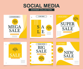 Fototapeta premium 6 Slides modern Social Media banner Template. Promotional square web banner for social media. Banner template designs.