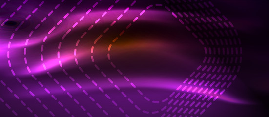 Obraz premium Neon square shapes lines on glowing light background