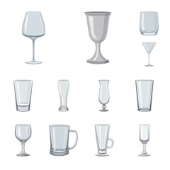 Isolated object of dishes and container logo. Set of dishes and glassware vector icon for stock.