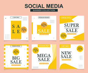 Naklejka premium 6 Slides modern Social Media banner Template. Promotional square web banner for social media. Banner template designs.