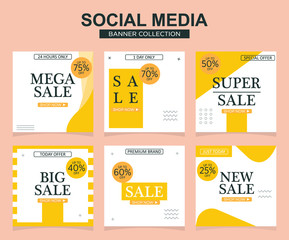 6 Slides modern Social Media banner Template. Promotional square web banner for social media. Banner template designs.