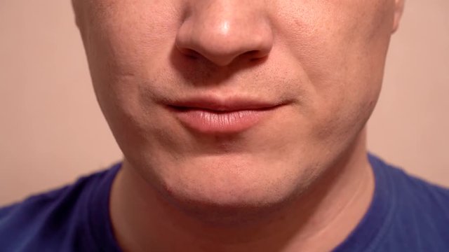 Caucasian Man Eating Fast Food Close Up Of Chicken Nuggets Closeup