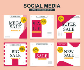 6 Slides modern Social Media banner Template. Promotional square web banner for social media. Banner template designs.