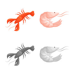 Vector design of appetizer and ocean sign. Collection of appetizer and delicacy vector icon for stock.