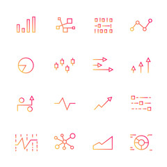 graph and chart icons, red line design