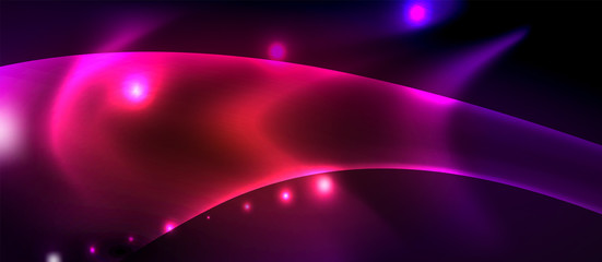 Glossy glowing neon light wave background