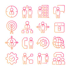 business management concept icons, red line design