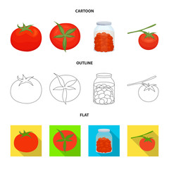 Isolated object of vegetable and delicious sign. Collection of vegetable and natural stock vector illustration.