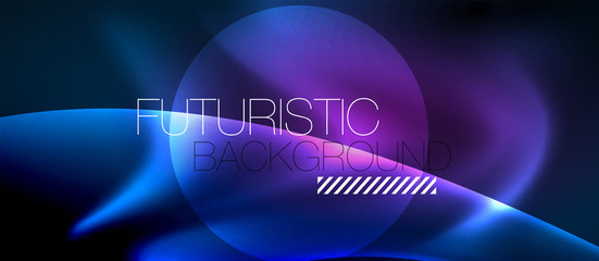 Neon glowing lines, magic energy space light concept, abstract background wallpaper design