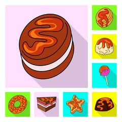 Vector design of confectionery and culinary logo. Collection of confectionery and colorful stock vector illustration.