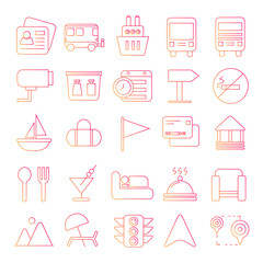 airport and universal sign, icons red line design