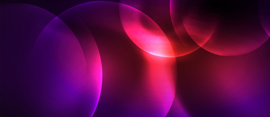 Shiny neon color light with circles abstract background