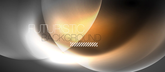 Shiny neon color light with circles abstract background