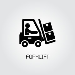 warehouse worker driving folk lift 