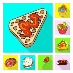 Vector illustration of confectionery and culinary sign. Collection of confectionery and colorful stock vector illustration.