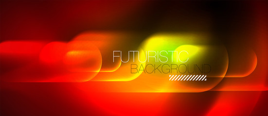 Neon glowing techno lines, blue hi-tech futuristic abstract background template