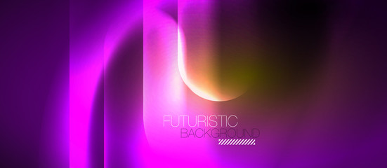 Neon glowing techno lines, blue hi-tech futuristic abstract background template