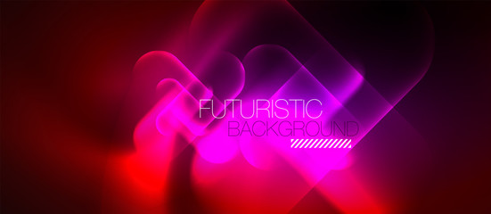 Neon glowing techno lines, blue hi-tech futuristic abstract background template