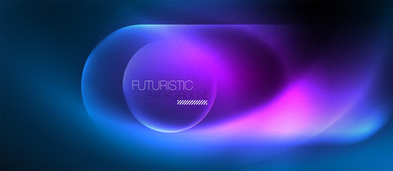 Blue neon round shapes techno background