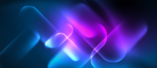 Blue neon round shapes techno background