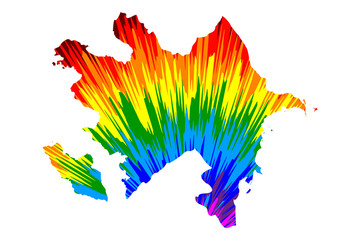 Obraz premium Azerbaijan - map is designed rainbow abstract colorful pattern, Republic of Azerbaijan map made of color explosion,