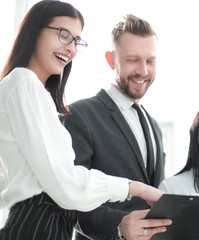 close up. successful business team with business documents.